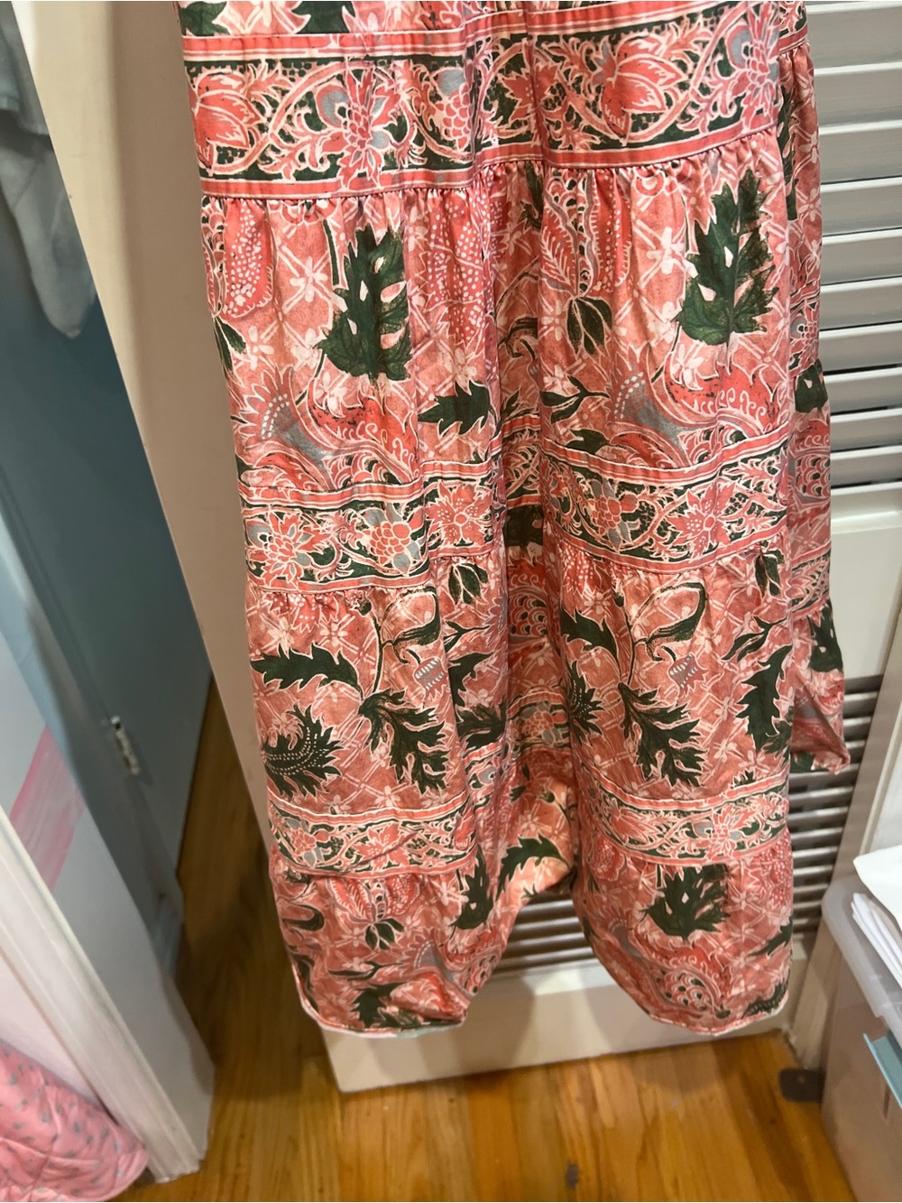 Hill House Pink Floral Maxi Dress with Green Leaf Print - Picture 9 of 9